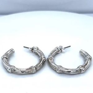 1” Sterling Silver Tiffany & Co Bamboo earrings, missing original backs.